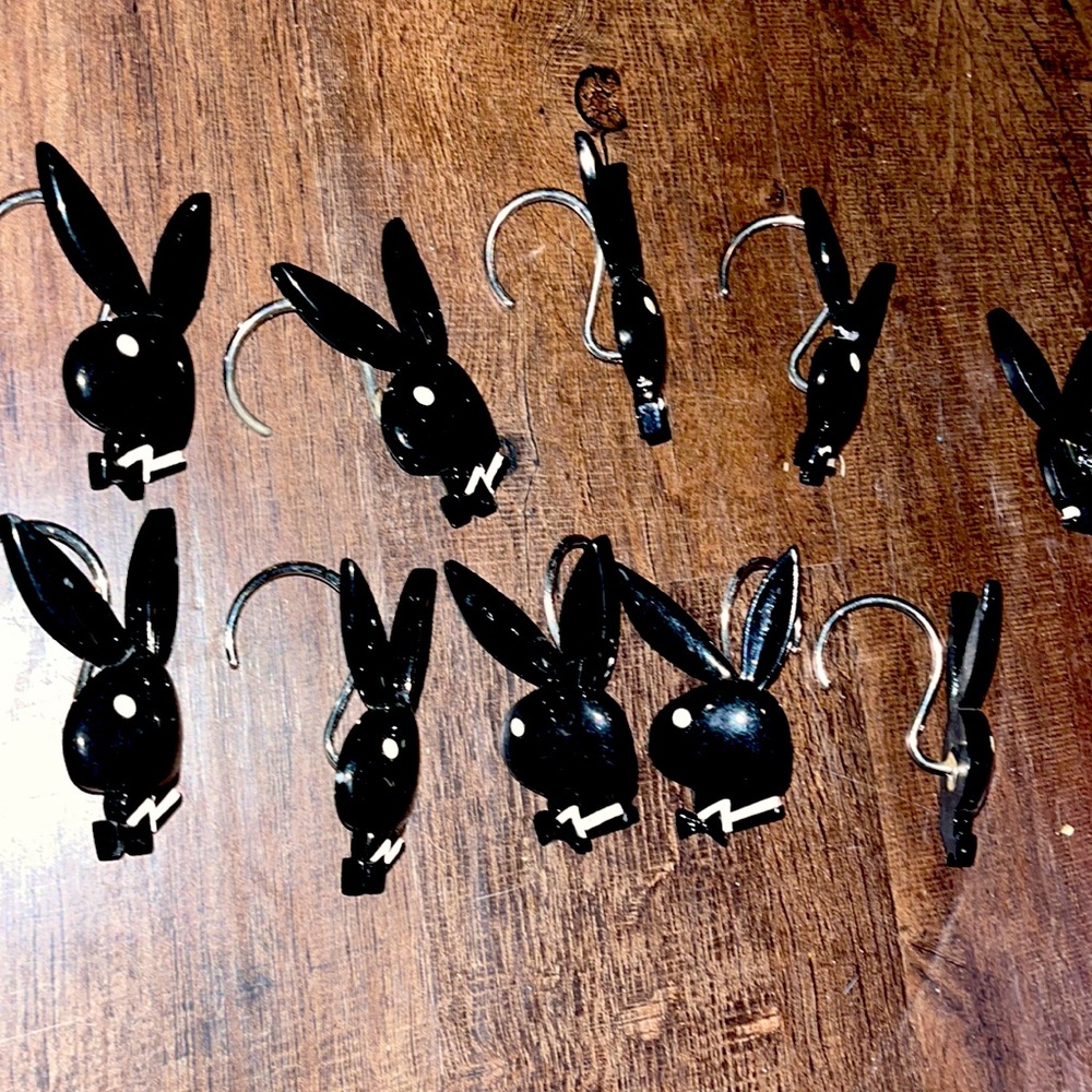 Playboy bunny shower hooks.  Set of 10
